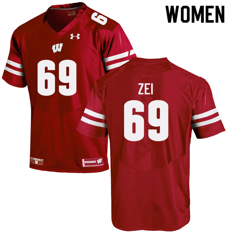 Women #69 Zach Zei Wisconsin Badgers College Football Jerseys Sale-Red